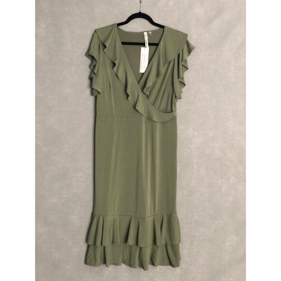 NY Collection Dresses & Skirts - NY Collection Women's Large Petite Flutter Sleeve Ruffle Midi Dress NEW